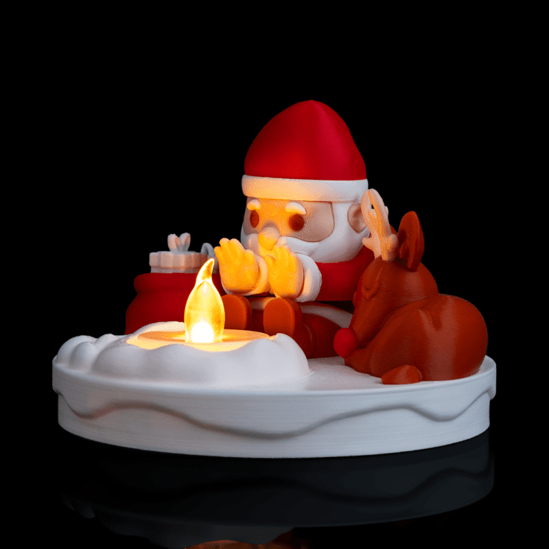 Enfeite Natal – Papai Noel e rena se aquecendo